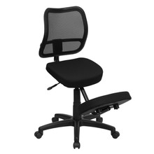 Mobile Ergonomic Kneeling Swivel Task Office Chair with Black Mesh Back and Fabric Seat [FLF-WL-3425-GG]