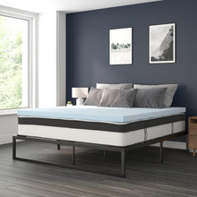 14 Inch Metal Platform Bed Frame with 12 Inch Pocket Spring Mattress in a Box and 3 inch Cool Gel Memory Foam Topper - King [FLF-XU-BD10-12PSM3M35-K-GG]