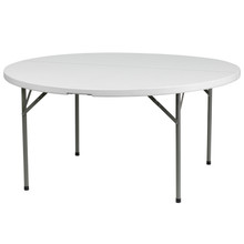60" Round Granite White Plastic Folding Table