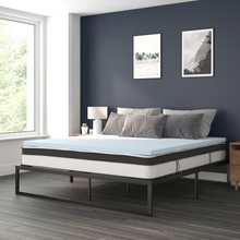 14 Inch Metal Platform Bed Frame with 10 Inch Pocket Spring Mattress in a Box and 3 inch Cool Gel Memory Foam Topper - King [FLF-XU-BD10-10PSM3M35-K-GG]