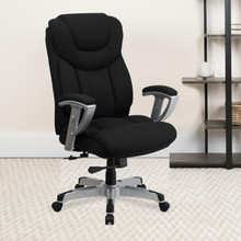 HERCULES Series Big & Tall 400 lb. Rated Black Fabric Executive Ergonomic Office Chair with Silver Adjustable Arms [FLF-GO-1534-BK-FAB-GG]