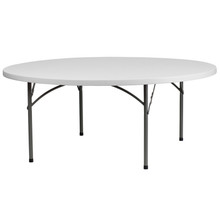 72" Round Granite White Plastic Folding Table