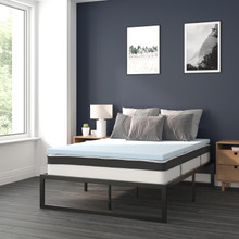14 Inch Metal Platform Bed Frame with 10 Inch Pocket Spring Mattress in a Box and 2 Inch Cool Gel Memory Foam Topper - Full [FLF-XU-BD10-10PSM2M35-F-GG]
