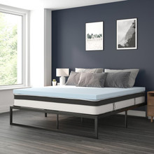 14 Inch Metal Platform Bed Frame with 10 Inch Pocket Spring Mattress in a Box and 2 Inch Cool Gel Memory Foam Topper - King [FLF-XU-BD10-10PSM2M35-K-GG]