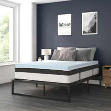 14 Inch Metal Platform Bed Frame with 12 Inch Pocket Spring Mattress in a Box and 3 inch Cool Gel Memory Foam Topper - Queen [FLF-XU-BD10-12PSM3M35-Q-GG]