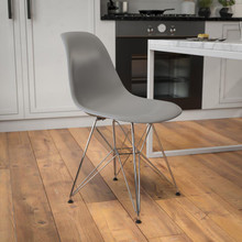 Elon Series Moss Gray Plastic Chair with Chrome Base [FLF-FH-130-CPP1-GY-GG]