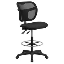 Mid-Back Black Mesh Drafting Chair with Back Height Adjustment [FLF-WL-A7671SYG-BK-D-GG]