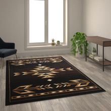 Amado Collection Southwestern 6' x 9' Brown Area Rug - Olefin Accent Rug with Jute Backing - Living Room, Bedroom, Entryway [FLF-KP-RGB9072-69-BN-GG]