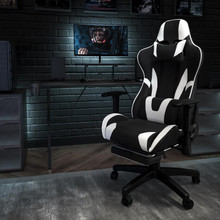X30 Gaming Chair Racing Office Ergonomic Computer Chair with Fully Reclining Back and Slide-Out Footrest in Black LeatherSoft [FLF-CH-187230-BK-GG]