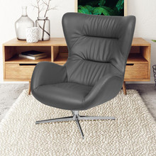 Rally Gray LeatherSoft Swivel Wing Chair [FLF-ZB-WING-GY-LEA-GG]