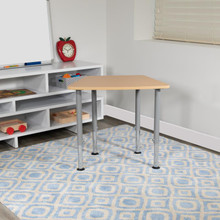 Hex Natural Collaborative Student Desk (Adjustable from 22.3" to 34") - Home and Classroom [FLF-XU-SF-1001-NAT-A-GG]