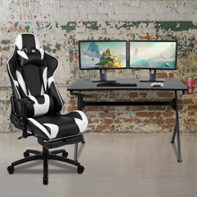 Black Gaming Desk and Black Reclining Gaming Chair Set with