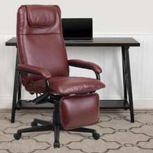 High Back Burgundy LeatherSoft Executive Reclining Ergonomic Swivel Office Chair with Arms [FLF-BT-70172-BG-GG]