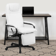 High Back White LeatherSoft Executive Reclining Ergonomic Swivel Office Chair with Arms [FLF-BT-70172-WH-GG]
