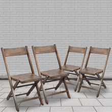 Slatted Wood Folding Special Event Chair - Antique Black, Set of 4 [FLF-4-WFC-SLAT-AB-GG]