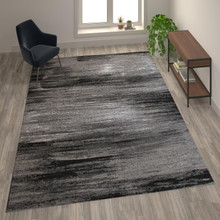 Rylan Collection 6' x 9' Gray Scraped Design Area Rug - Olefin Rug with Jute Backing - Living Room, Bedroom, Entryway [FLF-ACD-RGTRZ863-69-GY-GG]
