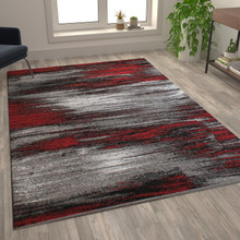 Rylan Collection 6' x 9' Red Scraped Design Area Rug - Olefin Rug with Jute Backing - Living Room, Bedroom, Entryway [FLF-ACD-RGTRZ863-69-RD-GG]