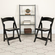 2 Pack HERCULES Series Black Wood Folding Chair with Vinyl Padded Seat [FLF-2-XF-2902-BK-WOOD-GG]