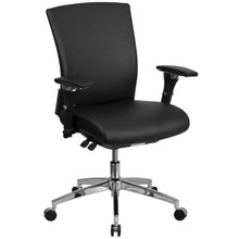 HERCULES Series 24/7 Intensive Use 300 lb. Rated Black LeatherSoft Multifunction Ergonomic Office Chair with Seat Slider [FLF-GO-WY-85-7-GG]