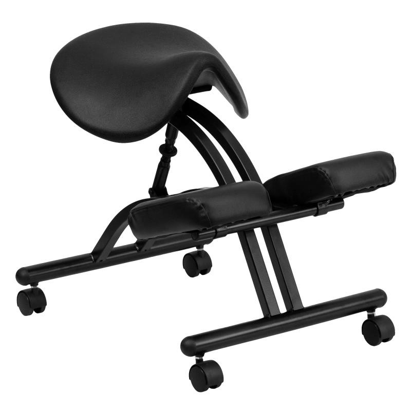 Ergonomic Kneeling Office Chair with Black Saddle Seat [FLF