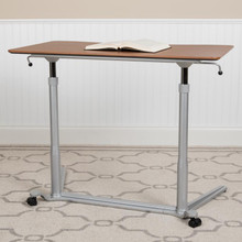 Sit-Down, Stand-Up Cherry Computer Ergonomic Desk with 37.375"W Top (Adjustable Range 29" - 40.75") [FLF-NAN-IP-6-1-CH-GG]