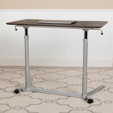 Sit-Down, Stand-Up Dark Wood Grain Computer Ergonomic Desk with 37.375"W Top (Adjustable Range 29" - 40.75") [FLF-NAN-IP-6-1-DKW-GG]