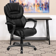 High Back Black LeatherSoft Executive Swivel Ergonomic Office Chair with Arms [FLF-GO-901-BK-GG]