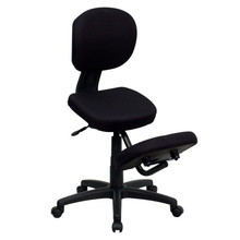 Mobile Ergonomic Kneeling Posture Task Office Chair with Back in Black Fabric [FLF-WL-1430-GG]