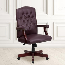 Martha Washington Burgundy LeatherSoft Executive Swivel Office Chair with Arms [FLF-801L-LF0019-BY-LEA-GG]
