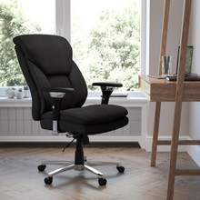 HERCULES Series 24/7 Intensive Use Big & Tall 400 lb. Rated Black Fabric Executive Ergonomic Office Chair with Lumbar Knob [FLF-GO-2085-GG]