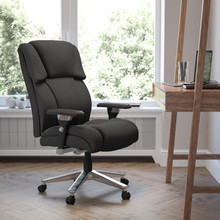 HERCULES Series 24/7 Intensive Use Big & Tall 400 lb. Rated Black Fabric Executive Ergonomic Office Chair with Lumbar Knob [FLF-GO-2149-GG]