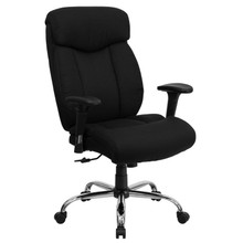 HERCULES Series Big & Tall 400 lb. Rated Black Fabric Executive Ergonomic Office Chair with Full Headrest and Arms [FLF-GO-1235-BK-FAB-A-GG]