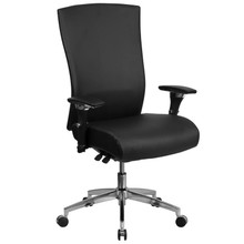 HERCULES Series 24/7 Intensive Use 300 lb. Rated Black LeatherSoft Multifunction Ergonomic Office Chair with Seat Slider [FLF-GO-WY-85H-1-GG]