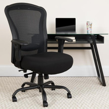 HERCULES Series 24/7 Intensive Use Big & Tall 400 lb. Rated Black Mesh Multifunction Synchro-Tilt Ergonomic Office Chair [FLF-LQ-3-BK-GG]