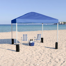 10'x10' Blue Pop Up Event Straight Leg Canopy Tent with Sandbags and Wheeled Case [FLF-JJ-GZ1010PKG-BL-GG]