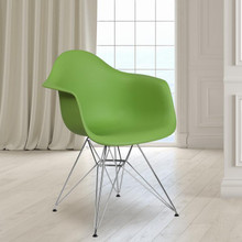 Alonza Series Green Plastic Chair with Chrome Base [FLF-FH-132-CPP1-GN-GG]