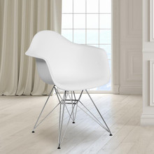 Alonza Series White Plastic Chair with Chrome Base [FLF-FH-132-CPP1-WH-GG]