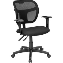 Mid-Back Black Mesh Swivel Task Office Chair with Back Height Adjustment and Adjustable Arms [FLF-WL-A7671SYG-BK-A-GG]