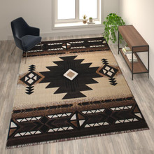 Mohave Collection 8' x 10' Brown Traditional Southwestern Style Area Rug - Olefin Fibers with Jute Backing [FLF-ACD-RGKGYH-810-BN-GG]