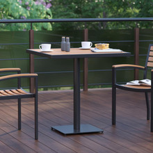 Lark Outdoor Patio Bistro Dining Table with Faux Teak Poly Slats, 30" Square [FLF-XU-DG-HW1045-GG]