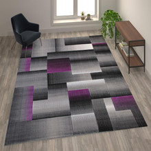 Elio Collection 8' x 10' Purple Color Blocked Area Rug - Olefin Rug with Jute Backing - Entryway, Living Room, or Bedroom [FLF-ACD-RGTRZ861-810-PU-GG]