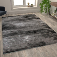Rylan Collection 8' x 10' Gray Scraped Design Area Rug - Olefin Rug with Jute Backing - Living Room, Bedroom, Entryway [FLF-ACD-RGTRZ863-810-GY-GG]