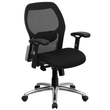 Mid-Back Black Super Mesh Executive Swivel Office Chair with Knee Tilt Control and Adjustable Lumbar & Arms [FLF-LF-W42-GG]