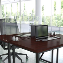 Clear Acrylic Desk Partition, 18"H x 55"L (Hardware Included) [FLF-BR-DDIA-45139-GG]