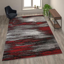 Rylan Collection 8' x 10' Red Scraped Design Area Rug - Olefin Rug with Jute Backing - Living Room, Bedroom, Entryway [FLF-ACD-RGTRZ863-810-RD-GG]