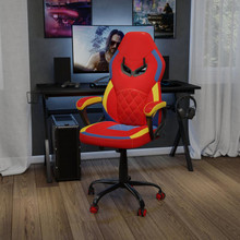 Ergonomic Office Computer Chair - Adjustable Red & Yellow Designer Gaming Chair - 360° Swivel - Red Dual Wheel Casters [FLF-UL-A074-RD-GG]