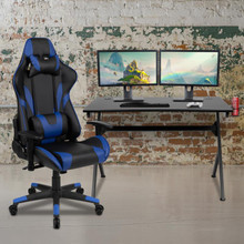 Black Gaming Desk and Black Reclining Gaming Chair Set with