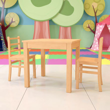Kids Natural Solid Wood Table and Chair Set for Classroom, Playroom, Kitchen [FLF-XU-TC1001-K-GG]