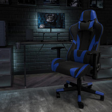 X20 Gaming Chair Racing Office Ergonomic Computer PC Adjustable Swivel Chair with Reclining Back in Blue LeatherSoft [FLF-CH-187230-1-BL-GG]