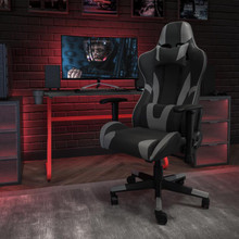 X20 Gaming Chair Racing Office Ergonomic Computer PC Adjustable Swivel Chair with Reclining Back in Gray LeatherSoft [FLF-CH-187230-1-GY-GG]